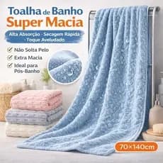 Toalha de Banho Grande Coral Fleece Premium 70x140cm Secagem Rápida Toque Macio Alta Absorção