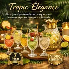 Tropic Élégance Glass Set 🍍 -Conjunto Copos Vidro Design Abacaxi Sete Peças Decoração Festa Tropical
