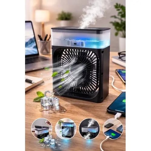 Ventilador Climatizador Portátil Usb Recarregavel Resfriamento Pessoal Preto