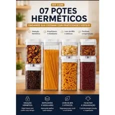 Kit Potes Hermeticos Acrilico Transparente Multiuso Organizacao Conservacao Alimentos 7 Pecas
