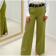 Calça pantalona alfaiataria verde. Calça reta feminina. Calça verde militar