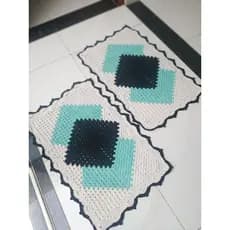 kit com 2. Tapete Cronos. Estampa geométrica. Tapete grande crochê