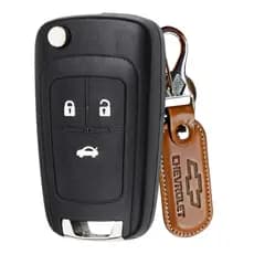 Carcaça Chave Canivete Gm Cruze Cobalt Sonic Prisma Onix 3 Botões e Chaveiro Marrom Chevrolet