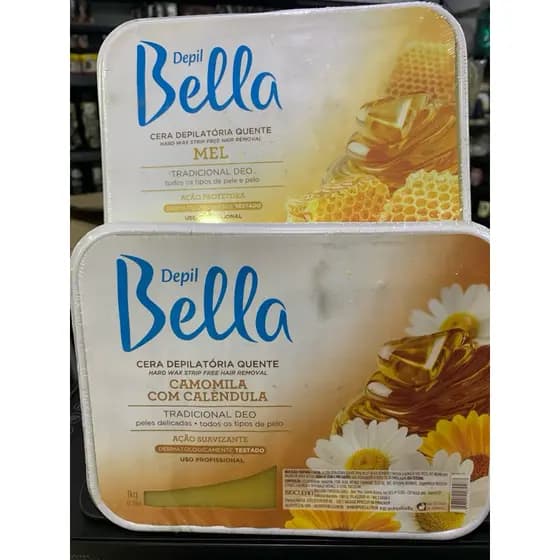Cera Depilatória Quente Mel 1kg Depil Bella Cera Depilatória Quente Camomila com caléndula 1kg Depil Bella