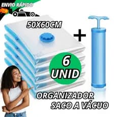 Bomba Sucção Com 6 Organizador a Vacuo 50x60 Proteção Da Umidade Poeira Para Mala Guarda Roupa
