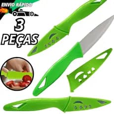 Conjunto De Faca de Cozinha Aço Inox Colorida Com Capa Protetora Para Cortar Frutas Legumes
