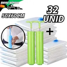 MEGA Kit Organizador a Vacuo 50x60 Com Bomba Succão Proteção Da Umidade Poeira Mala Guarda Roupa