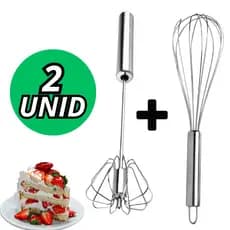 Combo Fue Batedor Ovos Com Mixer Semi Automatico Misturador Kit Para Confeitaria Bolos