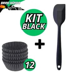 Kit Espátula Com 12 Forminhas Cupcake Jogo Silicone Pão Duro Grande Raspadora Para Bolo Confeitaria