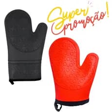 Combo Luva Silicone Termica Profissional Grande Antiderrapante Para Cozinha Dia das Mães