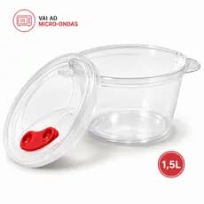 Panela para Micro-ondas 1,5L Nitron com Tampa – Caçarola para Cozinhar e Aquecer Refeições Rápidas
