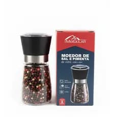 Moedor de Temperos Premium em Vidro e Inox – Regulagem Ajustável para Sal, Pimenta e Especiarias