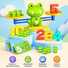 Brinquedo Educativo Balança Equilíbrio dos Sapos Matemática Numérica  Adição Subtração Jogo Infantil