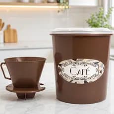 Kit 2 Peças – Pote Hermético 2,4 Litros + Porta Filtro – Plástico Reforçado – Organização de Cozinha