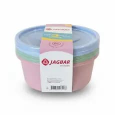 KIT 5 Potes de Plástico com Tampa Conjunto Pote Jaguar  Freezer, Microondas, Lava Louças Marmitas