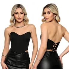 Cropped Blusa Feminina Tomara Que Caia Amarração Blogueiras
