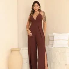 Macacão Viscose Feminino Pantacourt Pantalona Alcinha Social
