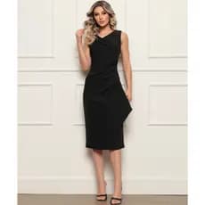 Vestido Feminino Fenda Longo Festa Madrinha Crepe com Zíper