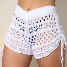 Short Saida Praia Shortinho Ajustavel Trico Saida De Banho