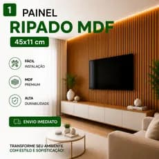 Kit ATÉ 50 Placas Painel Revestimento Ripado em MDF Auto Colante - 45x11cm