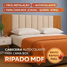 Cabeceira de Cama + Ripado MDF Modular Autocolante p/ Cama Box Casal Queen King Decoração