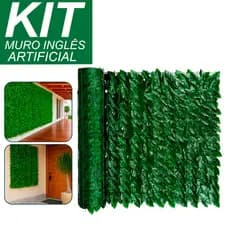 Kit Grama Artificial Ingles Jardim Ficus 2m Painel Decoração Vertical