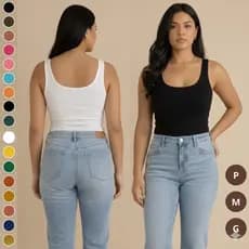 Regata Feminina Canelada Alça Larga Básica Blusinha Confortável Envio Rapido Várias Cores Primavera Verão Outono Inverno