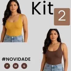 Kit 2 Regatas Caneladas Femininas Alça Larga Básica Blusinha Verão Confortável Envio Imediato