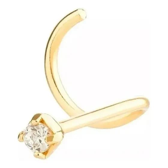 Piercing De Ouro 18k Nariz Ponto De Luz
