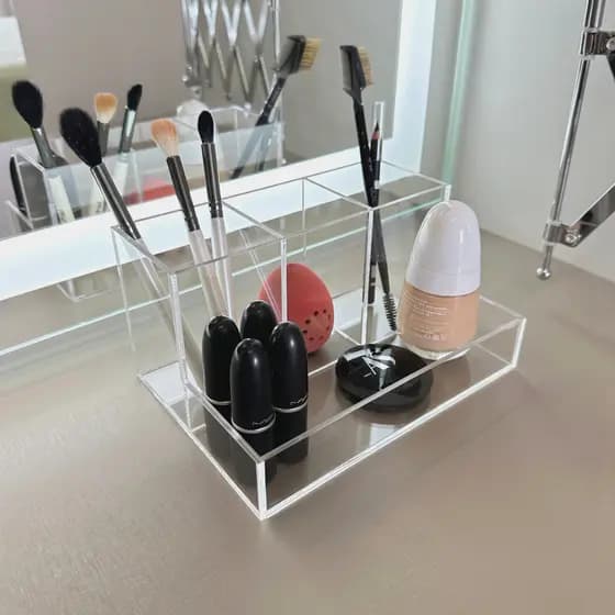 Porta Pincel Organizador de Maquiagem, Batons, Paleta de maquiagem ou Lápis de Acrílico Transparente