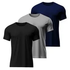 Kit 3 Camisetas Masculina Dry fit, ACADEMIA, CAMINHADA, CONFORTÁVEL E SECAGEM RÁPIDO, ENVIO IMEDIATO