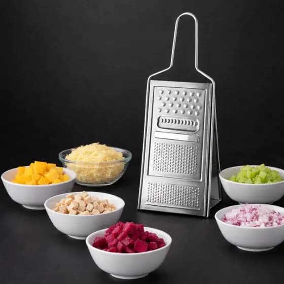 Kit com até 3 Raladores Inox Multifuncional 4 Faces Para Queijo, Legumes e Raspas Manual