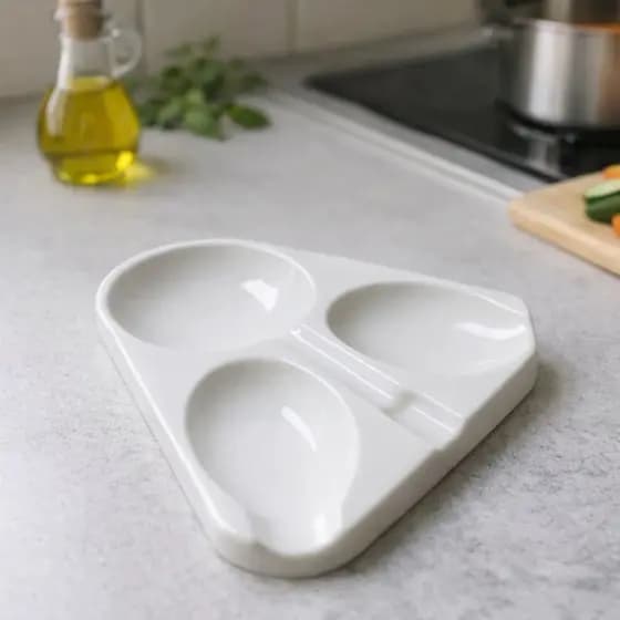 Kit com até 2 Descansos De Talheres 3 Divisórias Suporte Colher Concha Espátula Branco