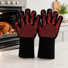 Luva Térmica Para Churrasco Suporta 600°C Forno Silicone Super Resistente Altas Temperaturas