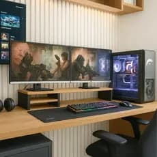 SUPORTE p/ 2 MONITORES GAMER - MESA SETUP HOME OFFICE