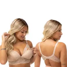 kIT 3 Sutiãns de amamentação renda com bojo Soft Reforçado Fecho Largo Gestante
