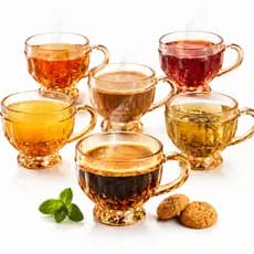 Lindo Jogo 6 Xícaras Vidro Âmbar 220ml Trabalhado | Conjunto Elegante Café Chá da Tarde Mesa Posta Sofisticado Luxo