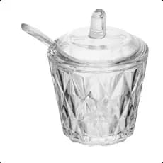 Açucareiro com Colher Diamond Vidro Cristal