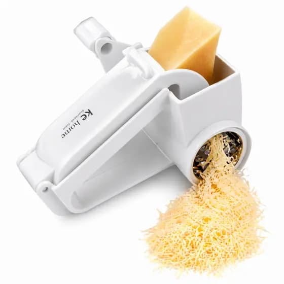 Ralador de Queijo Rotativo Inox com Manivela | Rala Fácil Seguro Sem Esforço Triturador Manual Prático para Cozinha