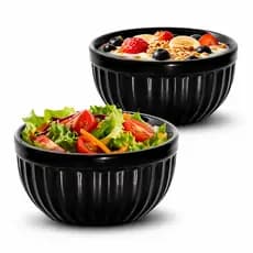 Kit 2 Tigelas Bowl Cerâmica 480ml Cores | Cumbuca Prática Salada Açaí Sopa Caldos Premium Micro-ondas
