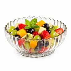 Tigela Bowl de Vidro Transparente Decorativa Frisada Redonda para Salada Frutas Sobremesas Mesa Luxo
