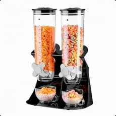 Máquina Dispenser Duplo Cereais Granola Porta Grãos Hermético | Torre Organizador com Dosador Cozinha Prático Lindo