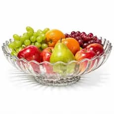 Fruteira Grande de Vidro 32cm Centro de Mesa Transparente | Bowl Saladeira Frutas Enfeite Cozinha Sala Jantar Luxo