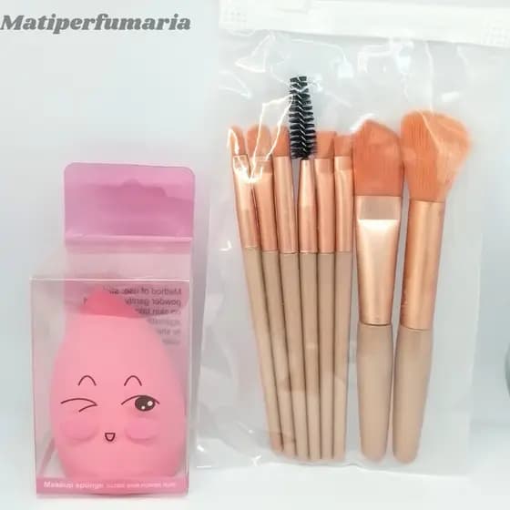 Kit pinceis maquiagem 8 peças e esponja de maquiagem esponja de gota