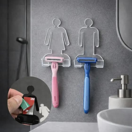 Suporte KIT COM 2 Aparelhos De Barbear DE ACRÍLICO! - Branco, Preto ou Transparente