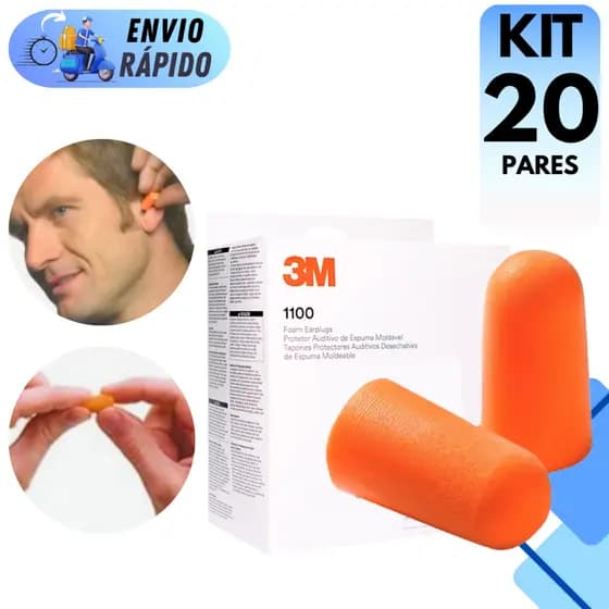 KIT PROTETOR AURICULAR 3M 1100 15DB PROTEÇÃO AUDITIVA PARA OUVIDO EXCELENTE VEDAÇÃO SEM CORDÃO