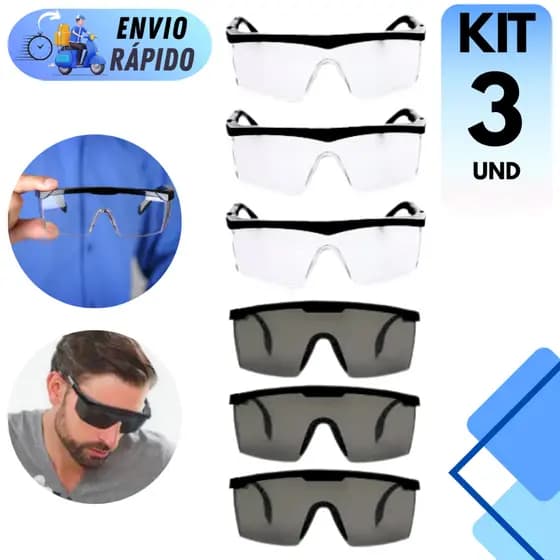 OCULOS DE PROTEÇÃO FUME E INCOLOR SEGURANÇA CONTRA RAIOS UV PARA OBRA CONSTRUÇÃO ANTI RISCO