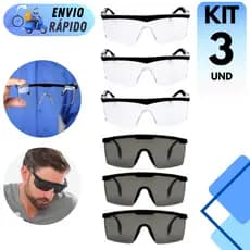 OCULOS DE PROTEÇÃO FUME E INCOLOR SEGURANÇA CONTRA RAIOS UV PARA OBRA CONSTRUÇÃO ANTI RISCO