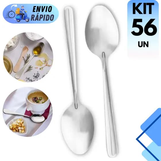 KIT 56 COLHER EM AÇO INOX ORIGINAL JOGO DE TALHERES LINHA PREMIUM RESTAURANTE BUFFET TALHERES