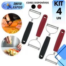 KIT  2 A 4 DESCASCADORES INOX 17cm LEGUMES FRUTAS MILHO LAMINA RESISTENTE DURAVEL DUPLA ERGONÔMICO